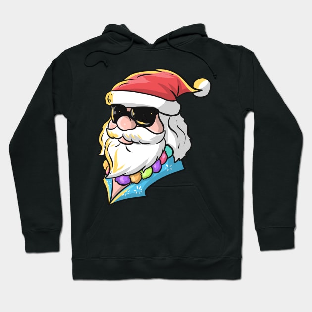 Santa In Hawaiian Shirt And Sunglasses For Christmas In July Hoodie by SinBle